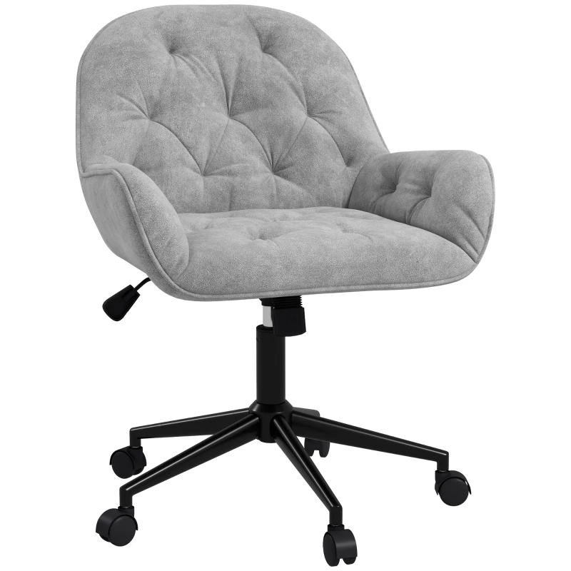 Vinsetto Office Chair Desk Chair Computer Chair, Height Adjustable, Velvet-Look, Grey