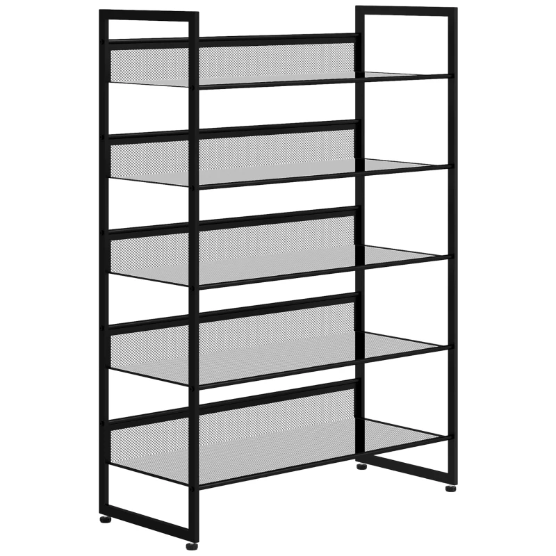 HOMCOM Shoe rack, shoe shelf, shoe stand, 5 shelves, 72 cm x 30 cm x 102 cm, black