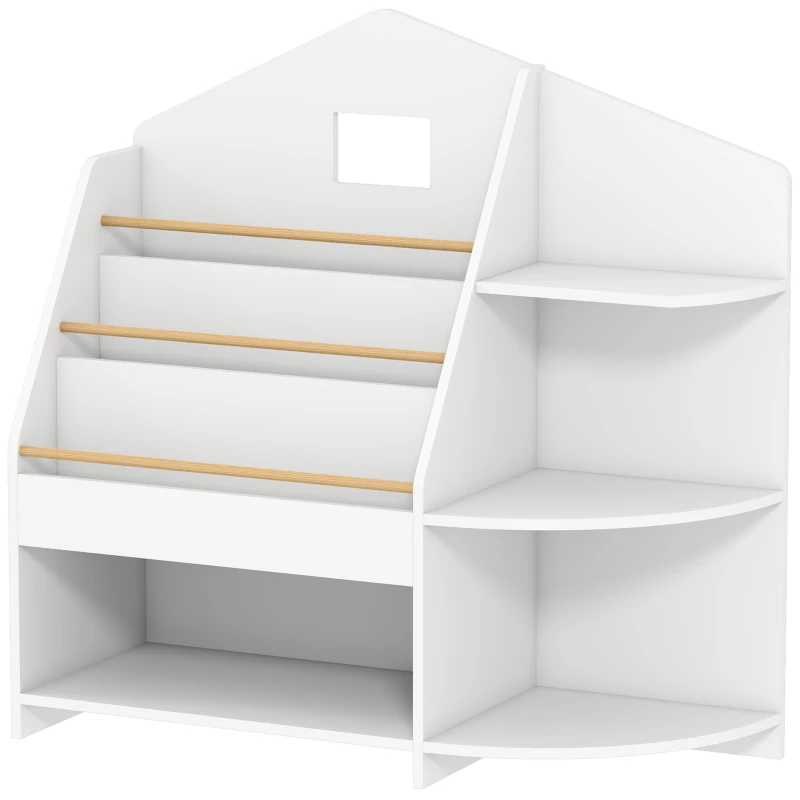 AIYAPLAY Étagère pour enfants avec 7 étagères pour livres, jouets, bords arrondis, supporte 40 kg, Blanc
