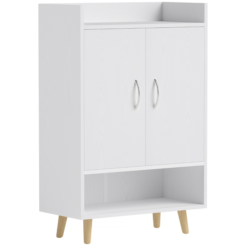 HOMCOM Shoe cabinet, Shoe rack with doors and shelves, for hallway, modern shoe cabinet, 60 x 30 x 92 cm, White