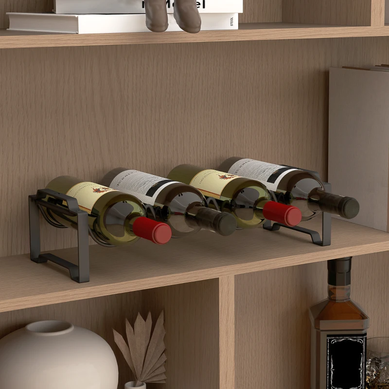 HOMCOM 4-tier wine rack, freestanding rack for 16 wine bottles, metal, black