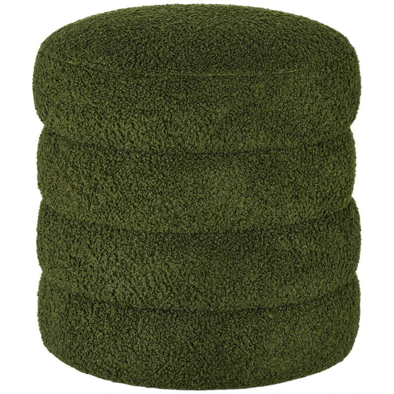HOMCOM Stool, round, teddy fleece, up to 120 kg, Φ40x45H cm, Green