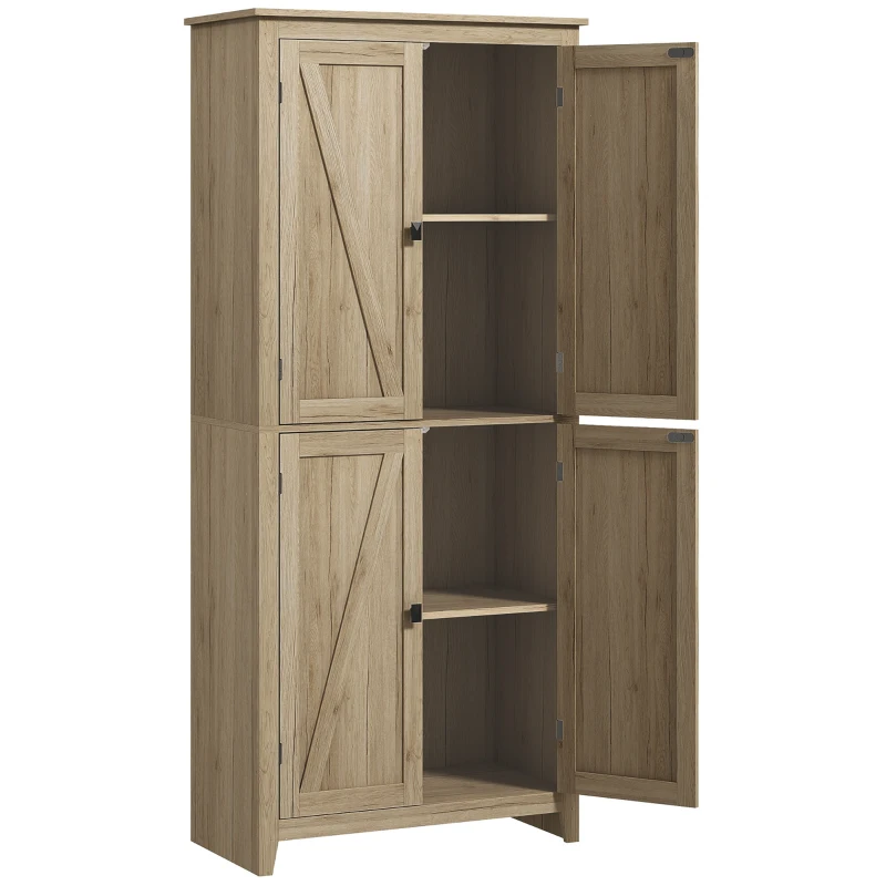 HOMCOM Mobile Cucina a 4 Ante con Mensole Regolabili e Base Rialzata in Legno 80x40x182cm