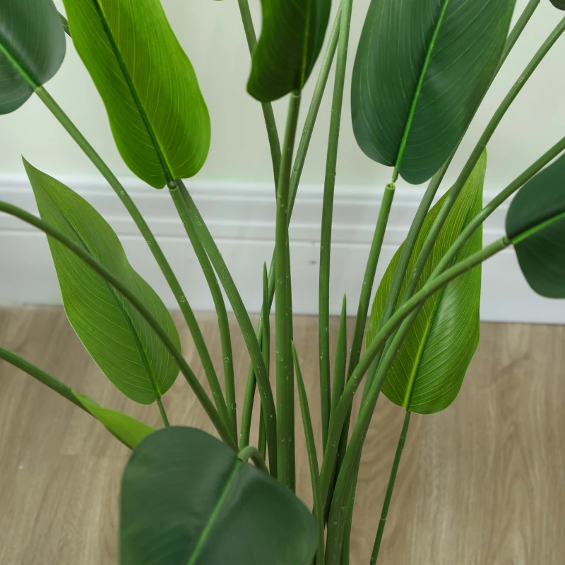 HOMCOM Artificial Plant, artificial plant, cement pot, 18 leaves, plastic, green