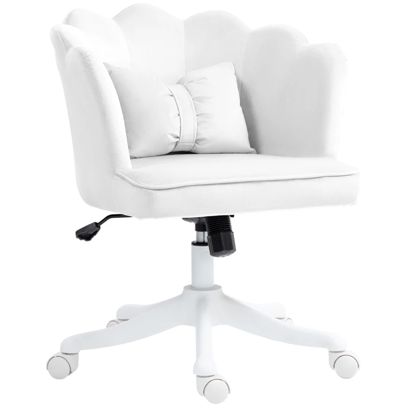 HOMCOM Office Chair with Petal Design, Bow Cushion, Softly Padded, White