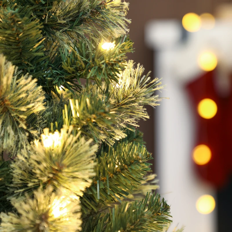 HOMCOM Albero di Natale Piccolo Alto 60 cm con 35 Luci LED Bianche, 68 Rami Folti e Ignifughi, Verde