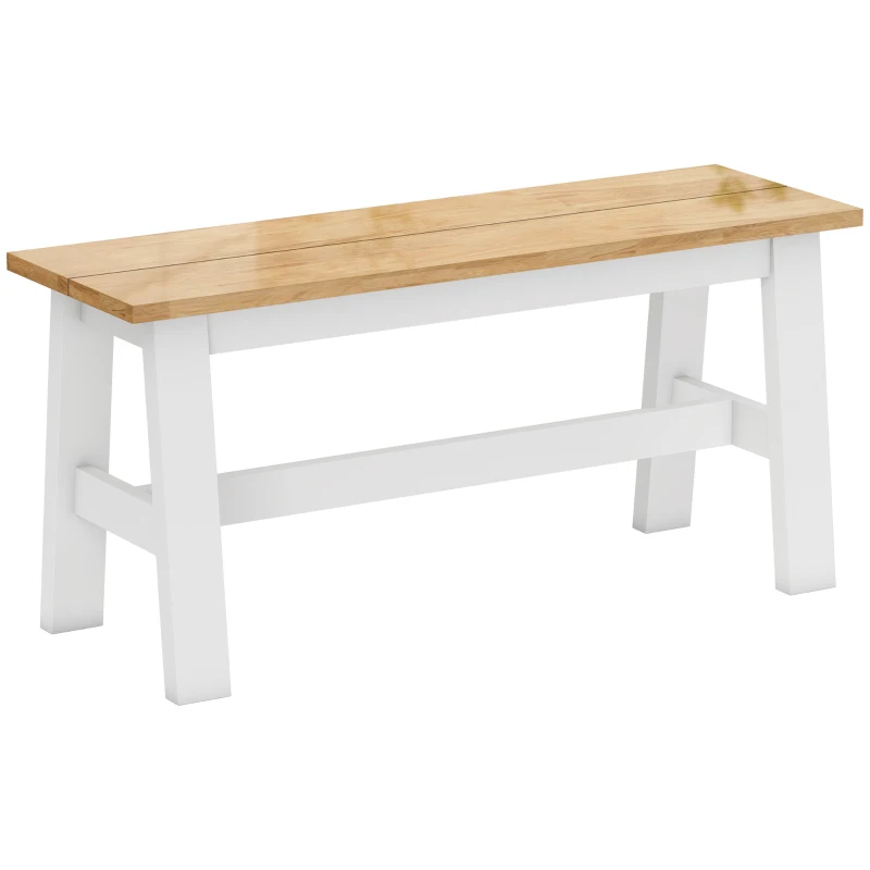 HOMCOM Bench for 2, wooden bench in oak look, stabilizing crossbar, for living room, dining room, hallway, rubberwood, white