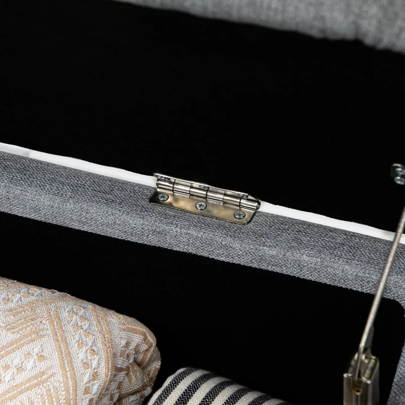 HOMCOM Storage bench, storage chest, upholstered bench, linen-look, up to 150 kg, 101 x 38.5 x 44.5 cm, Gray