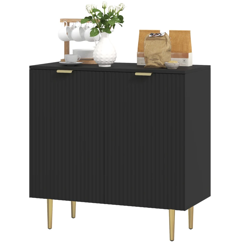HOMCOM Buffet cuisine meuble de rangement avec 2 portes étagère réglable pieds métalliques surélevés 80 x 40 x 80 cm noir
