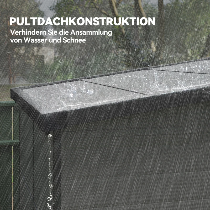 Outsunny 1,9 x 1,9 m Gartenschuppen, Werkzeugschuppen aus Kunststoff , verschließbare Türen, 2 Lüftungsöffnungen, Hellgrau(m-8)
