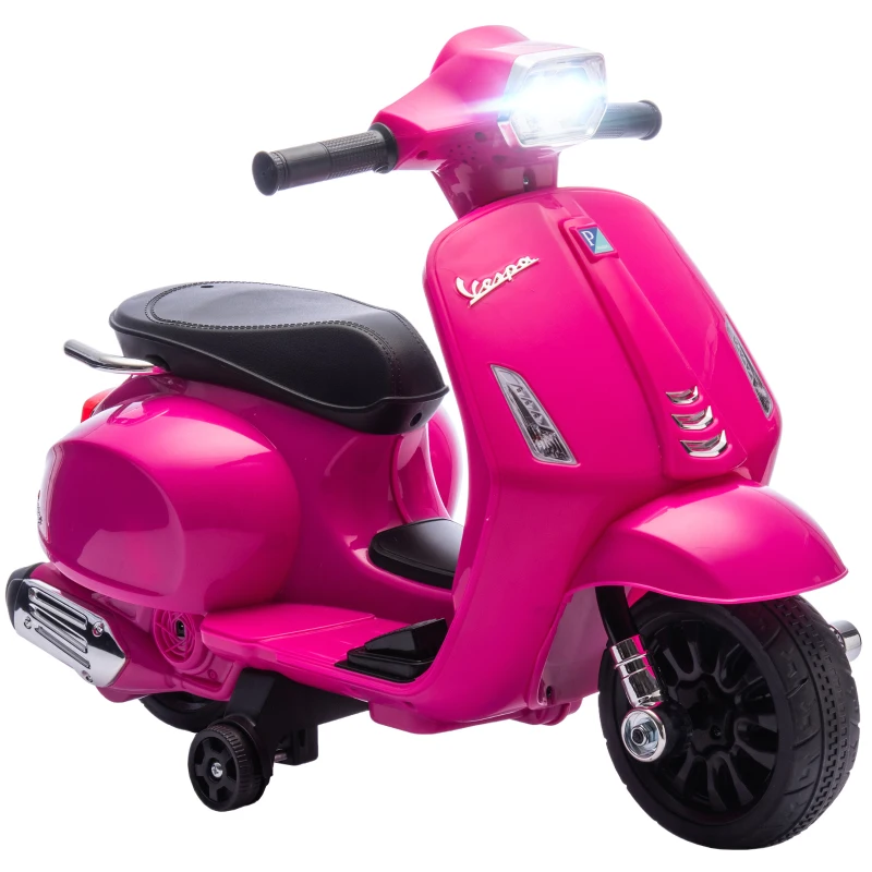 AIYAPLAY Moto Eléctrica para Niños de 2-6 Años con Batería 6V Faro Bocina y Ruedas Auxiliares Rosa