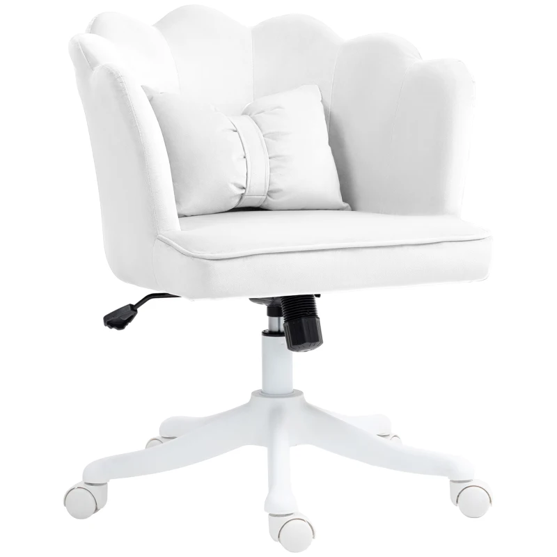 HOMCOM Office Chair with Petal Design, Bow Cushion, Softly Padded, White