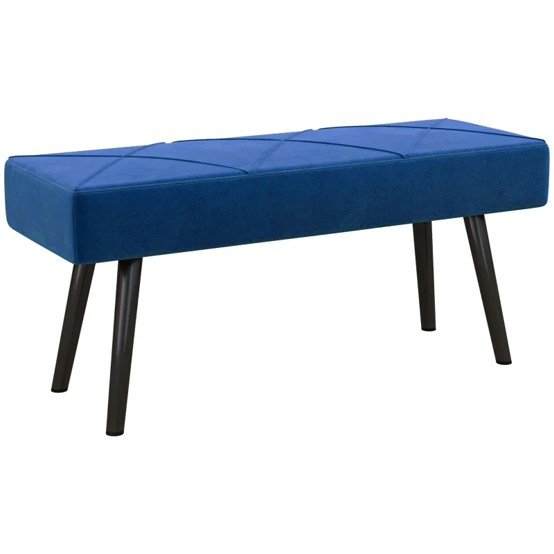 HOMCOM Upholstered bench bed bench, velvet-look, 100 x 36 x 45 cm, Blue