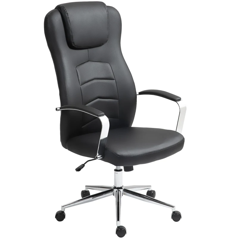HOMCOM Leather-look office chair, height-adjustable, padded backrest, Black