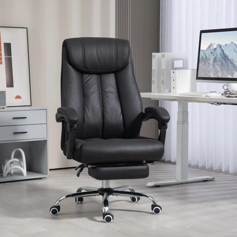 HOMCOM Office Chair Desk Chair Executive Chair, with Footrest, Height-Adjustable, 145° Recline, 66 x 70 x 119 cm, Black