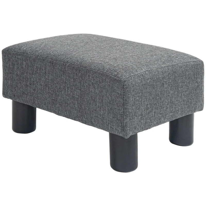 HOMCOM Footstool, seat stool with linen-look fabric cover, foam filling, plastic legs, for various rooms, grey