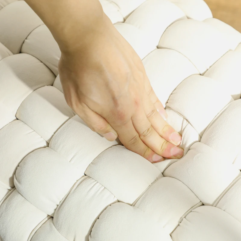 HOMCOM Modern Stool with Metal Legs, Padded Seat, for Living Room, Bedroom, Hallway, Cream White