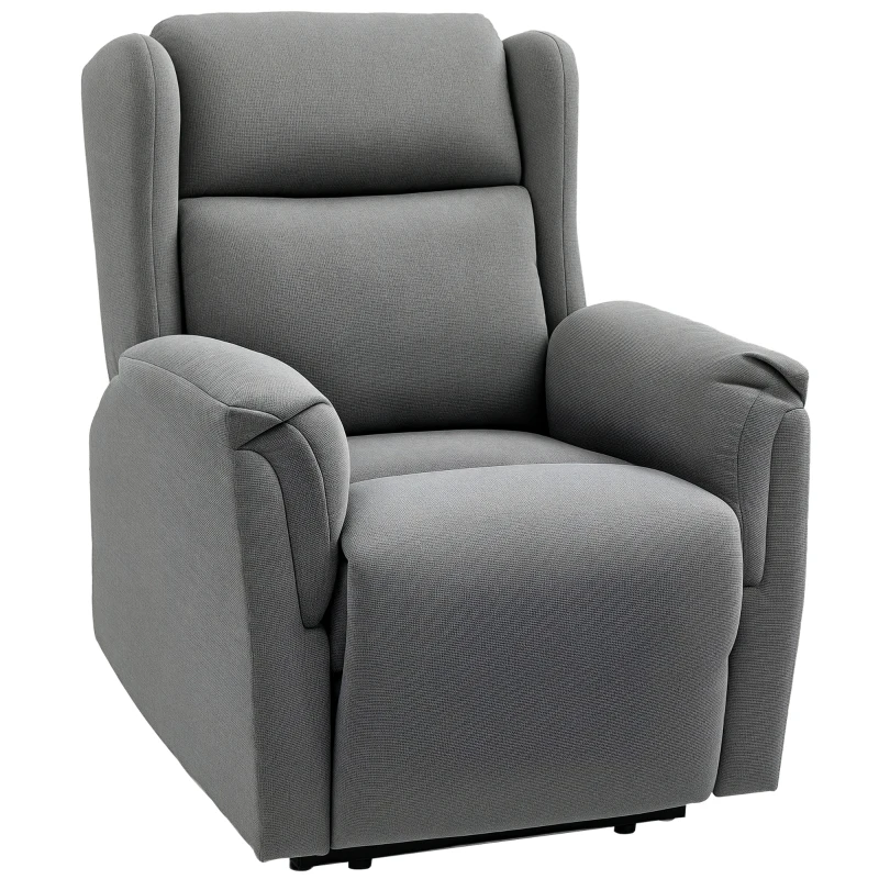 HOMCOM Recliner, Adjustable Upholstered Armchair with Footrest, 160° Reclining, Linen Look, Quick Assembly, Dark Gray