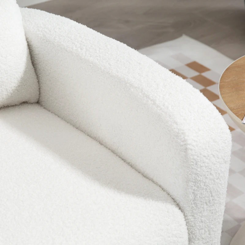 HOMCOM Modern Armchair, Upholstered Chair with Rubberwood Legs, Lumbar Pillow, for Living Room, Bedroom, Office, White