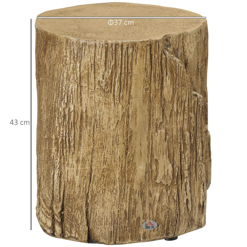 HOMCOM Side Table Tree Stump Effect Adjustable Feet 37 cm x 37 cm x 43 cm Concrete Brown