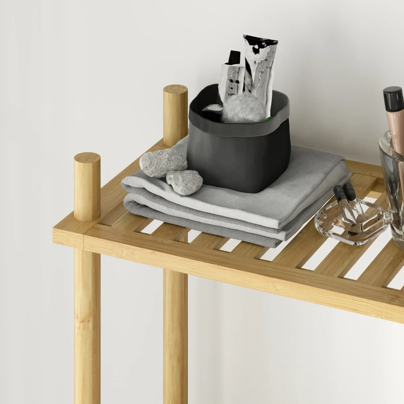 HOMCOM Over-Toilet 3-Tier Bathroom Shelf, Space-Saving Natural Wood 69 x 25.5 x 181 cm