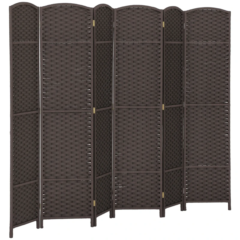 HOMCOM 6-piece room divider, Foldable privacy screen, Privacy panel for living room, bedroom, home office, Brown