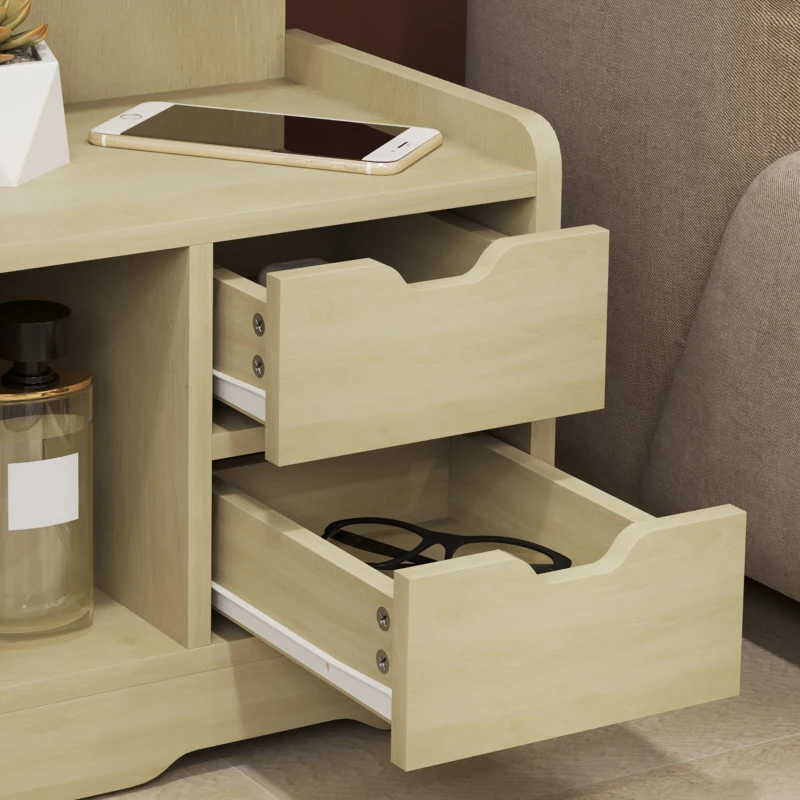 HOMCOM Bedside table with 2 drawers, open shelf, 40 x 30 x 60 cm, wood finish