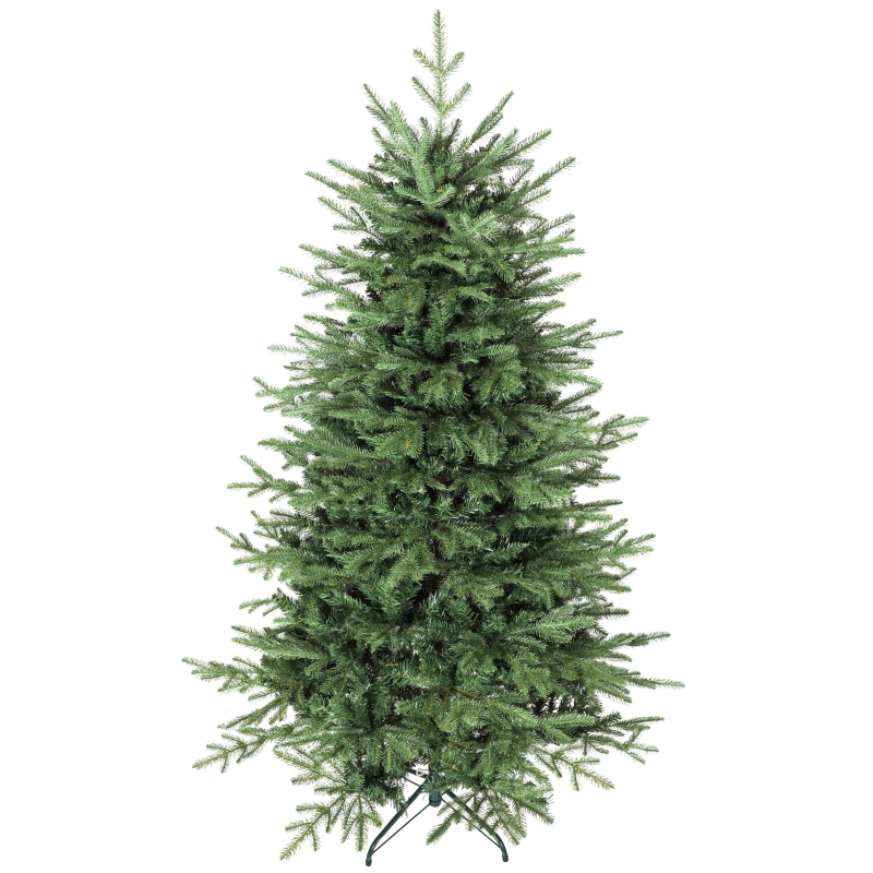 HOMCOM Árbol de Navidad Artificial 180 cm con 1794 Ramas y Soporte Metálico Plegable Fácil Montaje para Salón Interior Verde