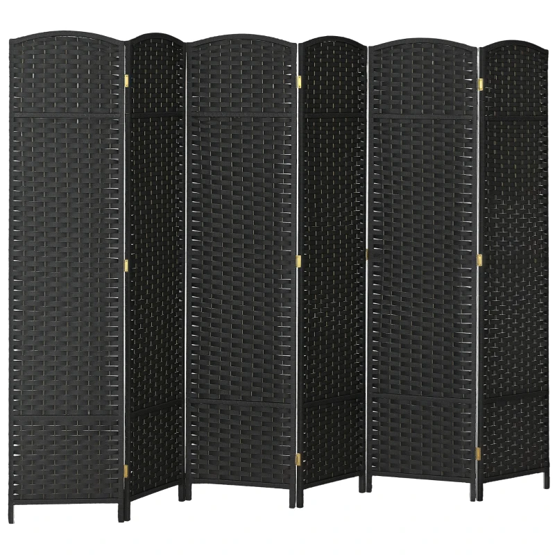 HOMCOM 6-Panel Room Divider, Folding Privacy Screen, Privacy Wall for Living Room, Bedroom, Home Office, Black
