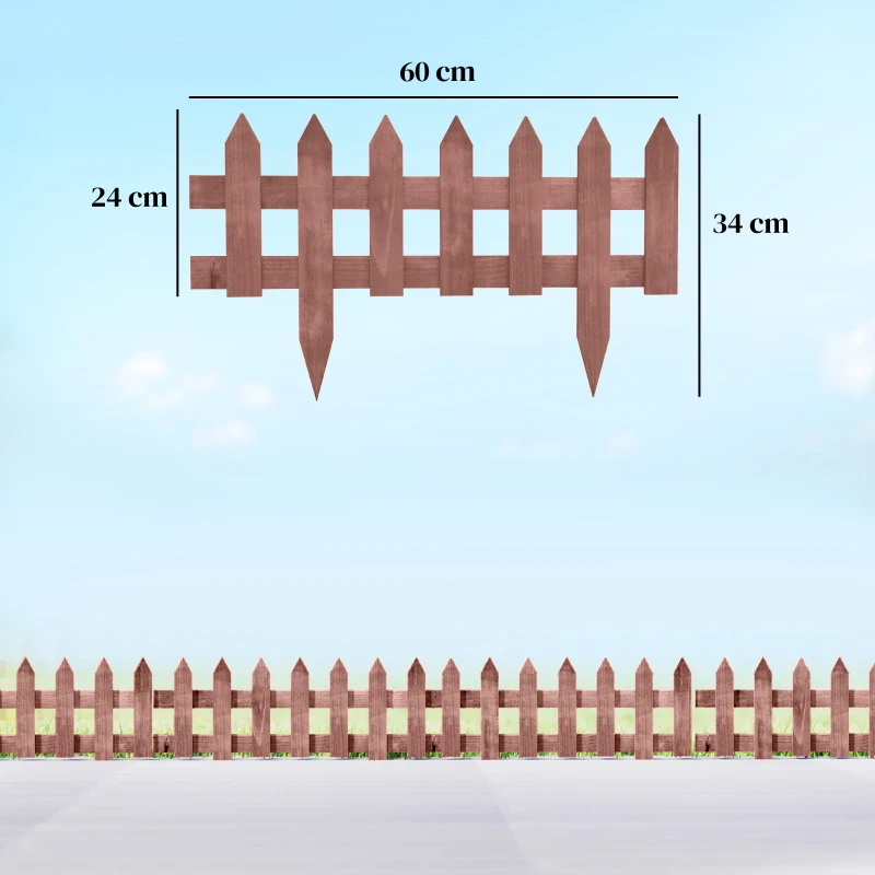 Outsunny Set of 12 Wooden 60cm Garden Fence Pieces