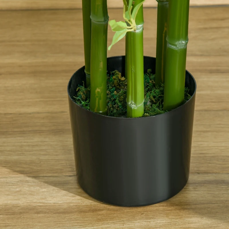 HOMCOM Artificial Bamboo Plant, 924 Leaves, Sturdy Pot, Artificial Moss, Plastic, Green