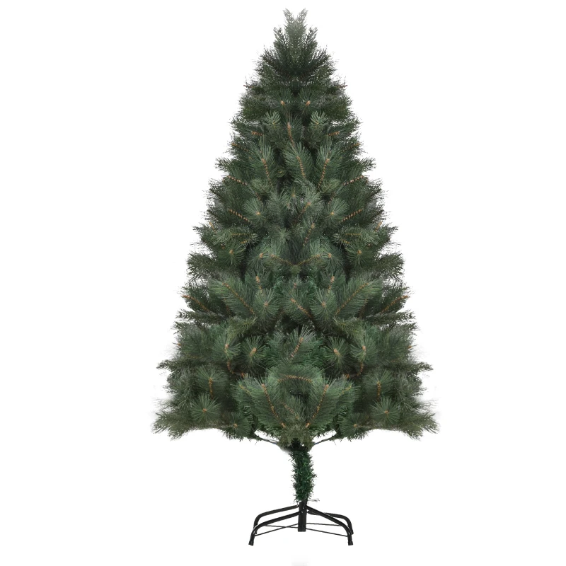 HOMCOM Christmas Tree Ø90 x 180 cm, Artificial Fir, Realistic Needle Foliage, Green