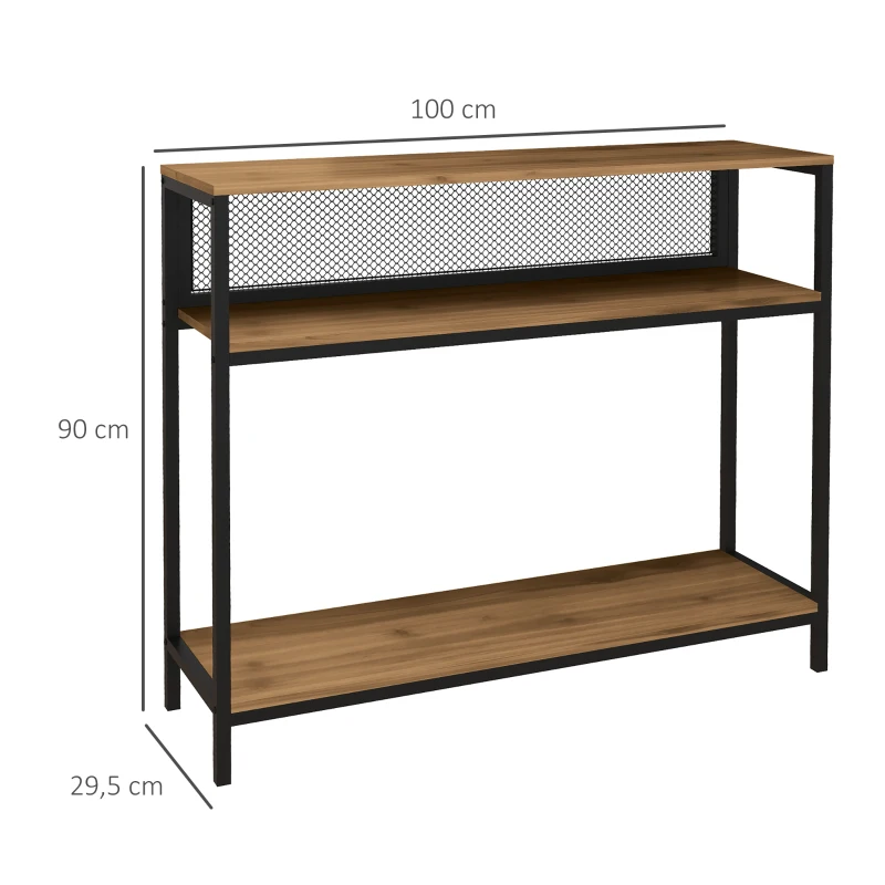 HOMCOM Sideboard Console Table Hall Shelf, Industrial Design, 100 cm x 29.5 cm x 90 cm, Brown + Black