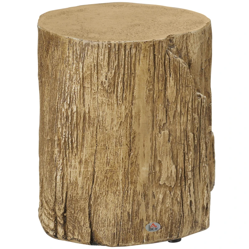 HOMCOM Side Table Tree Stump Effect Adjustable Feet 37 cm x 37 cm x 43 cm Concrete Brown