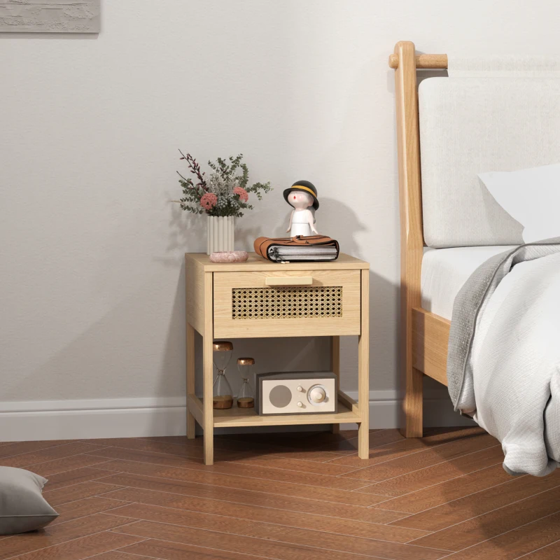 HOMCOM Nightstand, Bedside Cabinet, Side Table with Drawer, MDF 40 x 40 x 48.4 cm