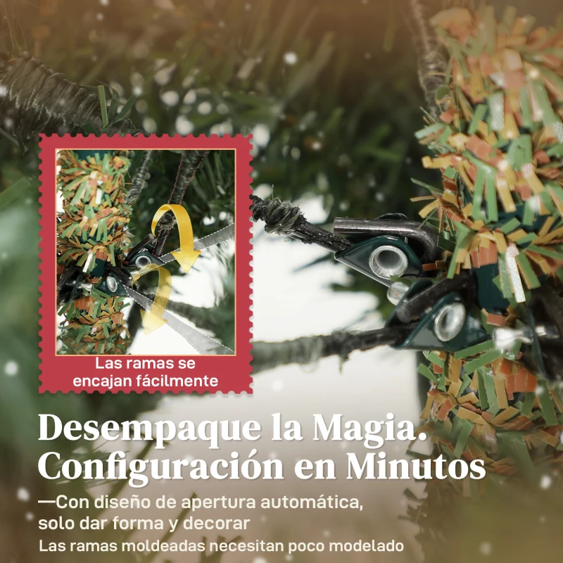 HOMCOM Árbol de Navidad Artificial 180 cm con 1794 Ramas y Soporte Metálico Plegable Fácil Montaje para Salón Interior Verde