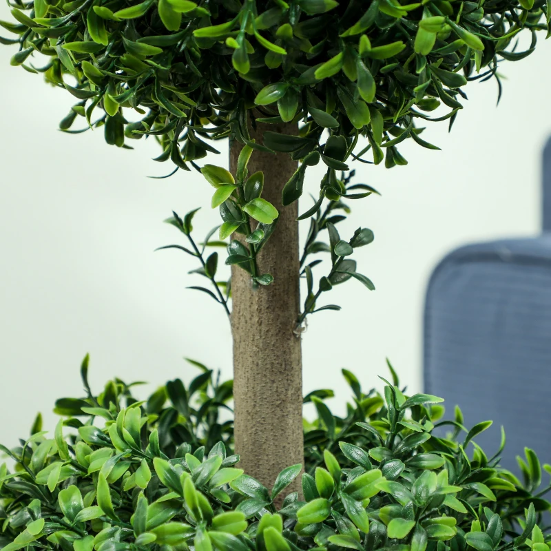HOMCOM 2-Piece Set Artificial Plants, Artificial Boxwood Plants, UV-Protected, with Pot, Green