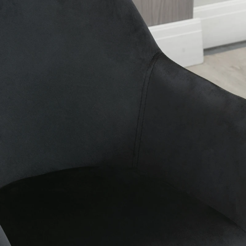 HOMCOM Dining chairs, 2pc set, modern design, velvet-look, rubberwood, 54x57x80 cm, Black