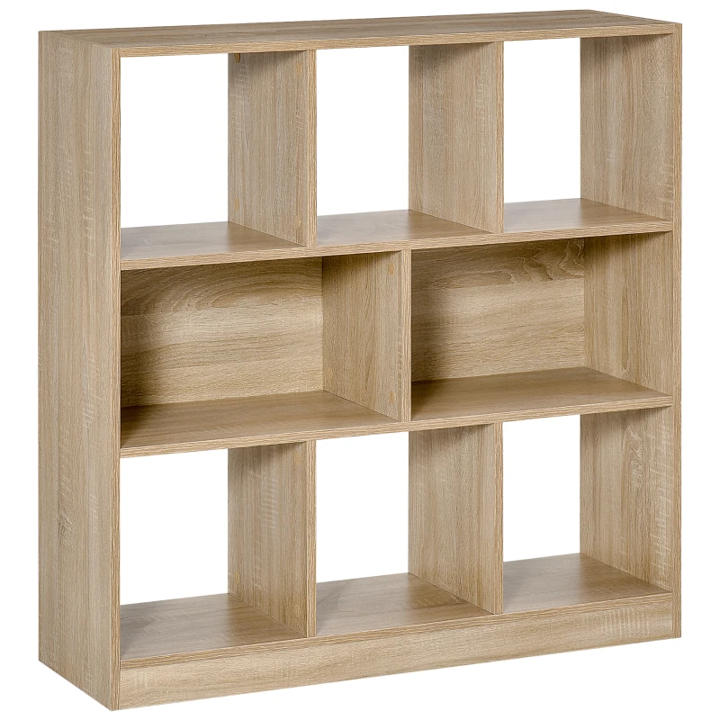 HOMCOM Bookshelf Shelf Standing Shelf, 8 Shelf Compartments, 97.5 x 30 x 100 cm, Oak Effect