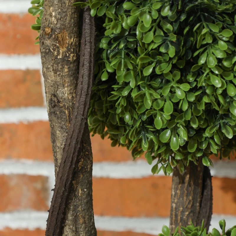 HOMCOM Artificial Boxwood, Artificial Plant, Realistic Look, Outdoor, Green + Black