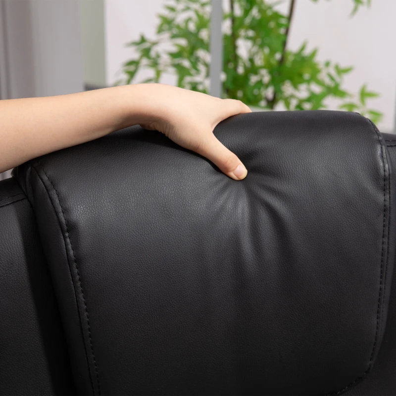 HOMCOM Leather-look office chair, height-adjustable, padded backrest, Black