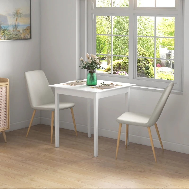 HOMCOM Kitchen dining table square table, modern design, 75 cm x 75 cm x 76 cm, White