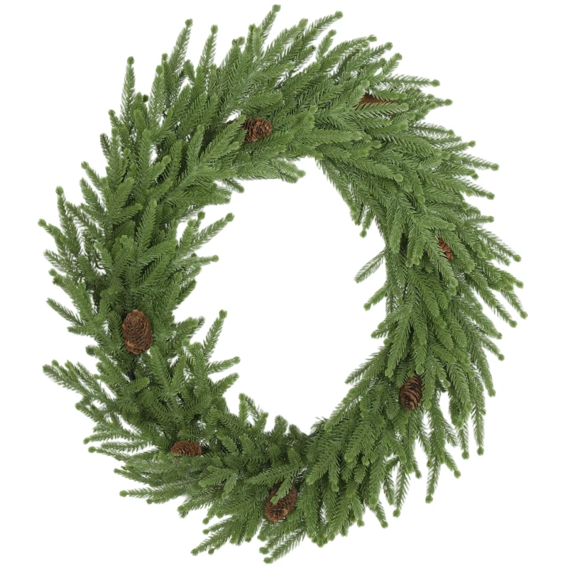 HOMCOM Pinecone Christmas Wreath, Artificial Door Wreath for Door, Green, Ø60 x 15 cm
