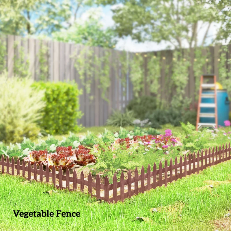 Outsunny Set of 12 Wooden 60cm Garden Fence Pieces