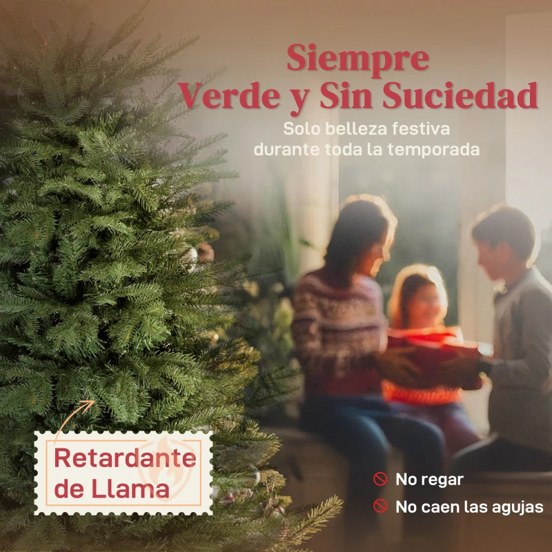 HOMCOM Árbol de Navidad Artificial 180 cm con 1794 Ramas y Soporte Metálico Plegable Fácil Montaje para Salón Interior Verde