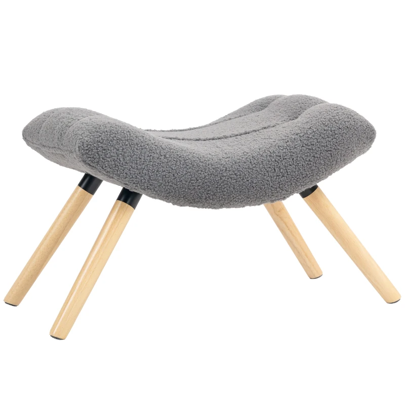 HOMCOM Modern footstool with fleece cover and wooden legs, padded, for living room, bedroom, hallway, Dark gray