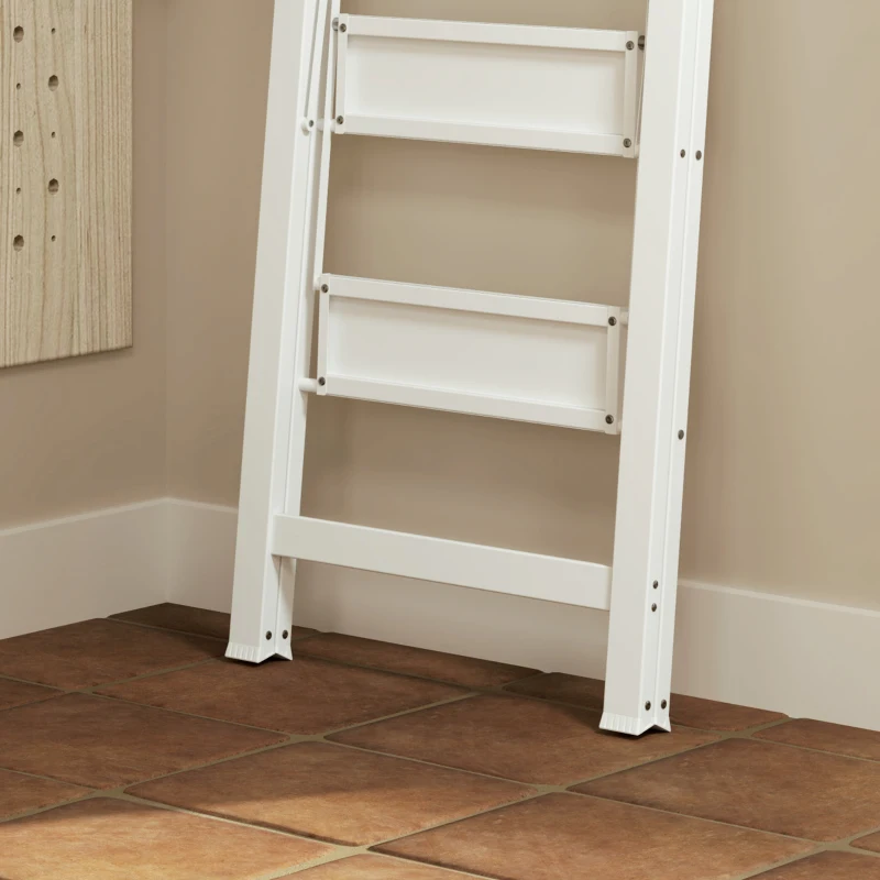 HOMCOM 3-step Folding Aluminum Step Ladder, Non-Slip Platform, White
