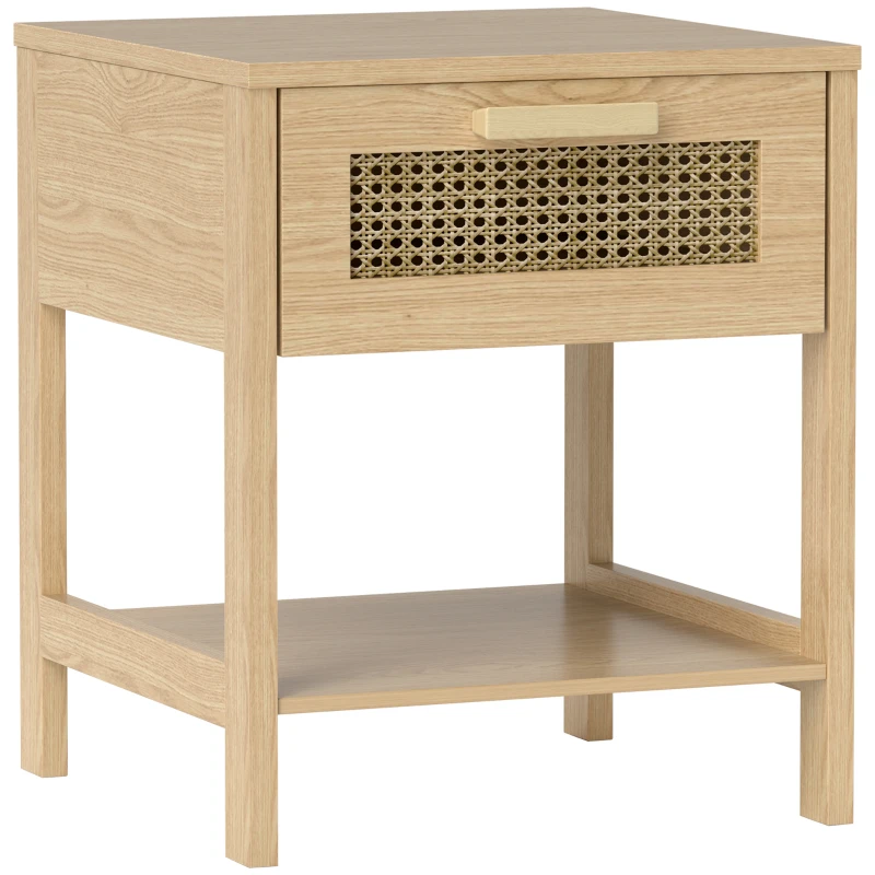 HOMCOM Nightstand, Bedside Cabinet, Side Table with Drawer, MDF 40 x 40 x 48.4 cm