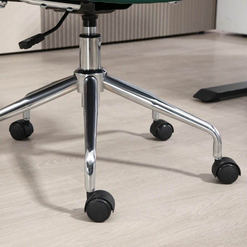 HOMCOM Office chair, boho design, wooden armrests, swivel, adjustable, up to 120 kg, steel, green