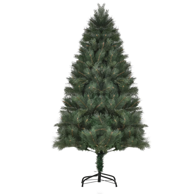 HOMCOM Christmas Tree Ø90 x 180 cm, Artificial Fir, Realistic Needle Foliage, Green